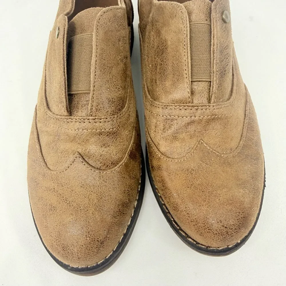 Bullboxer B-52 Brown Faux Suede Leather Slip On Oxford Loafer Shoes
